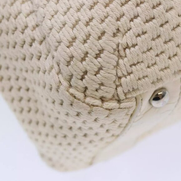 CHANEL Hand Bag Canvas Leather Beige CC Auth yb619 - Picture 10 of 16